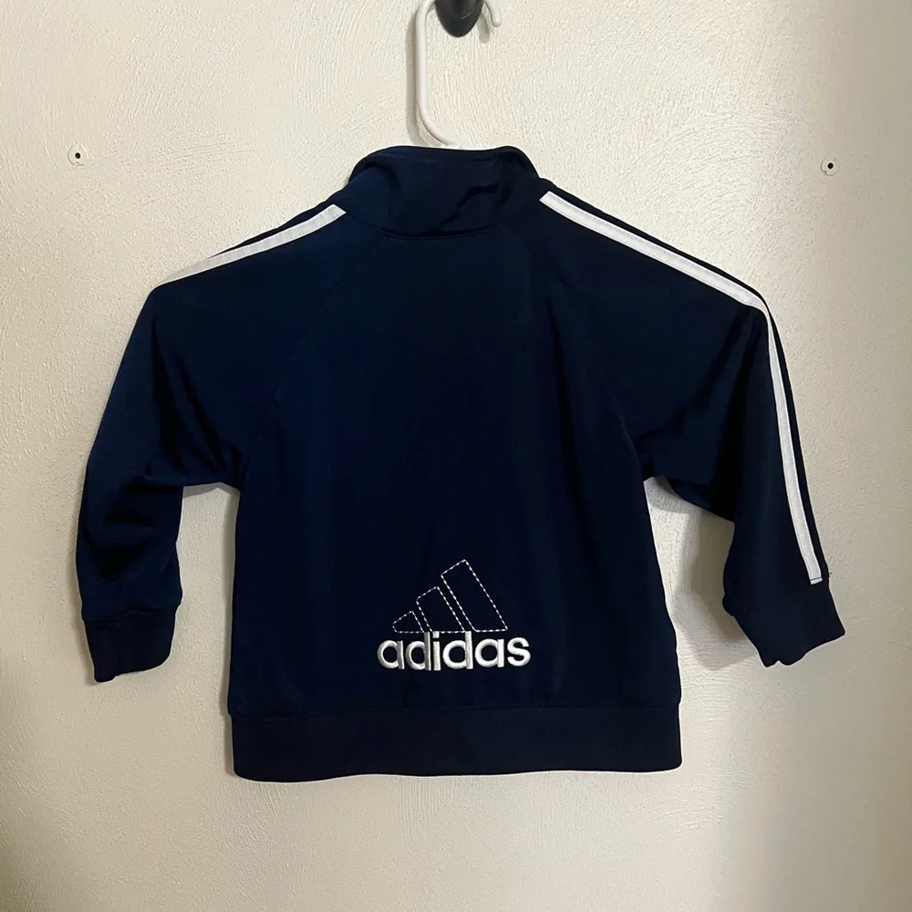 ADIDAS Classic Full Zip Logo‎ Athletic Type Jacket Navy Blue White Kid's Size 3T